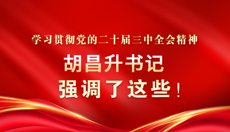 圖解|學(xué)習(xí)貫徹黨的二十屆三中全會(huì)精神 胡昌升書(shū)記強(qiáng)調(diào)了這些！